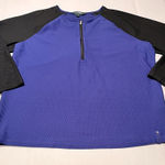 Ralph Lauren Lauren  Womens‎ SZ 2X Blue Black Quarter Zip Waffle Knit Stretch Top Photo 0