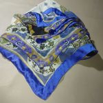 Shawl Wrap Scarf Satin Trim 90 x 42 Multicolor Sheer Floral Geometric Green Blue Photo 6