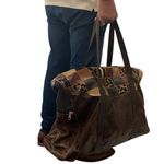 Vintage Leather Patchwork Duffel Bag – Extra Large Weekender Travel Tote Brown Photo 2