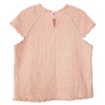 J.O.A. Boho Textured Woven Blush Pink Frayed Hem Cap Sleeve Blouse | Med… Photo 12