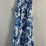 Womans Clover & Sloane Sundress S Blue White Floral Lined Sleeveless Back Zip Photo 0