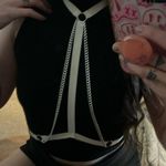 iHeartRaves Custom Handmade White Elastic & Silver Chain Harness Photo 1