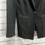 White House | Black Market Black Tailored Blazer Sz 4 Faux Leather Trim Office Photo 3