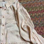 Free People PINK LACE BUTTON DOWN BLOUSE Photo 3