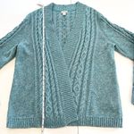 L.L.Bean Teal Double L Mixed Cable Open Front Cardigan Sweater Size XL PETITE Photo 6