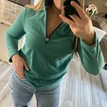 Renwick Women's Teal Green Quarter Zip Pullover Sweater Long Sleeve Size… Photo 3