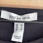 Peace Love World Black Long Sleeve Henley Shirt Photo 2