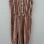 Jason Wu J Striped Linen Button Front Jumpsuit Terracotta Relaxed Comfy Small Photo 0
