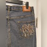 Gazoz Size 16 Embroidered Pocket Zip Up Ramie Cotton Stretch Cropped Jeans Blue Photo 10