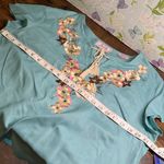 Panhandle New floral embroidered shirt  Floral Embroidered Top  v notch and tie Photo 4