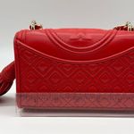 Tory Burch Red Leather Small Fleming Shoulder Bag Chain Crossbody Micro Bag Photo 6