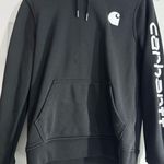 Carhartt Womens Relaxed Fit Midweight Logo Sleeve Graphic Hoodie Black - XS Photo 0