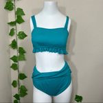 Cupshe  Teal New High Waist Bandeau Bikini Photo 5
