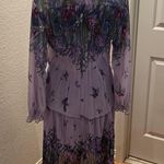 Plaza Square Vintage 2 Piece Skirt Set Purple Floral Pleated Ruffles EUC L/XL Photo 6