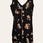 Reformation Black Pink Floral Zip Front Sleeveless V-Neck Mini Dress Size XS Photo 0