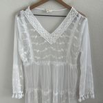 Coconut Bay White Mesh and Lace Boho Swim Beach Cover Up Dress Tunic Medium Photo 3