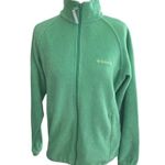 Columbia Mint Green Fleece Jacket Full Zip Pockets Logo Yellow Women's Small Photo 0