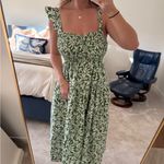 Abercrombie & Fitch Green and white floral ruffle strap smocked midi dress! Photo 5