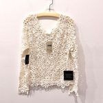 Norma Kamali NWT Off Shoulder Raglan Crochet Cover-Up Top Cream Women's Size S Photo 2