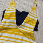 Aerie  Yellow and Navy Stripe Layered One Piece Full Coverage Swimsuit Photo 3