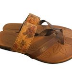b.o.c. Born Concepts Gold Z10123 Dark Brown Floral Cork Slip On Sandals Sz 9M Photo 1
