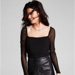 🆕 And Now This Puff Sleeve Ruched Bodysuit Black Size L Photo 2