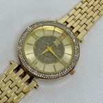 Daisy Fuentes  gold tone women watch 39mm round case rhinestones 7” running Photo 2