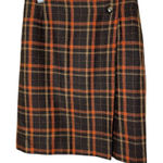 Vintage Michele Wool Blend Tartan Fringe Plaid School Girl Faux Wrap Skirt S Orange Photo 0