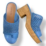 Baretraps Bethie Sky Blue Woven Mules Sandals with Cork Heel Size 7.5 Platform Photo 1