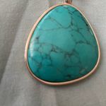 Faux Turquoise Oblong Large Necklace Pendant 3” H X 2.5” W Southwestern Western Green Photo 1