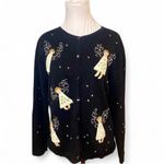 Carroll Reed Black Christmas Cardigan with Angel Embroidery – Size L Size L Photo 2