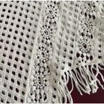 Boston Proper Crochet Fringe Poncho Top S/M White Open Weave Boho Beach Coverup Size M Photo 2