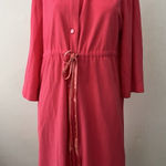 Vtg 70s Hot Pink Dress M Barbiecore Conservative belted ILGWU Church Formal Work Size M Photo 0