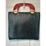 Vintage Whiting and Davis Black Metal Mesh Clutch Bag Lucite Handle Retro Photo 1