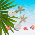 Gold Starfish and Pearl‎ Shell Faux Fashion Earrings Photo 2