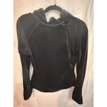 BCBGMAXAZRIA BCBG Velour Zip Up Hoodie Black Gothic Script Logo Women's Size Medium Photo 3