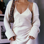 SIMONETT Cream Ribbed Knit Sleeve Sweater Shrug Bolero One Size Size undefined Photo 0