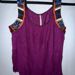 Free People Women Tank‎ Top XS Purple Plum Lush Boho Beaded Embroidered U Photo 0