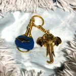 Gold Elephant Key Holder with Blue Accent Photo 1