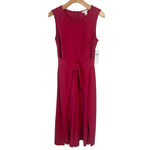 London Times Jumpsuit Size 4 Cherry Sleeveless Belted Wide Leg Stretch Crepe NWT Photo 1