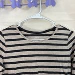 Ann Taylor  LOFT women's beige gray striped long‎ sleeve casual cotton shirt M Photo 5