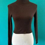 Ambiance Apparel  Brown Turtle Neck Ribbed Cropped Sweater Size S Photo 0