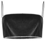 BLACK LEATHER CROPPED TOP Size undefined Photo 0
