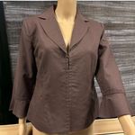 Oscar de la Renta Linen Brown 3 Quarter Bell Sleeve Hook Front Top Jacket Size 8 Photo 6