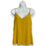 Allison Joy Yellow Cami Tank Top Crepe Fabric Covered Buttons Size XS Women Photo 2