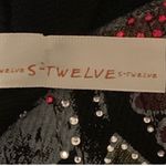 S-twelve Beaded Tattoo Style Heart Grenade Cut Out Neck Mini Dress Black M Y2K Photo 4