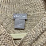 Chico's  Leopard Embroidered Sweater Animal Motif Tan Cheetah Crewneck Size Medium Photo 2