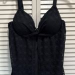 Tankini Swim Top Crochet Black Solid Size XL Molded Cups Lined Wide Adj Straps Photo 0