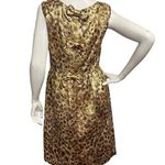 J.Crew Women's Sz 4 Golden Brown Sheath Dress Leopard Print Bow Preppy Casual Photo 4