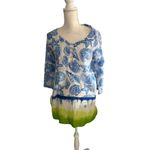PEPPERMINT BAY 100% Cotton Seashell Green Blue Ombre Tunic Top Size S Photo 5